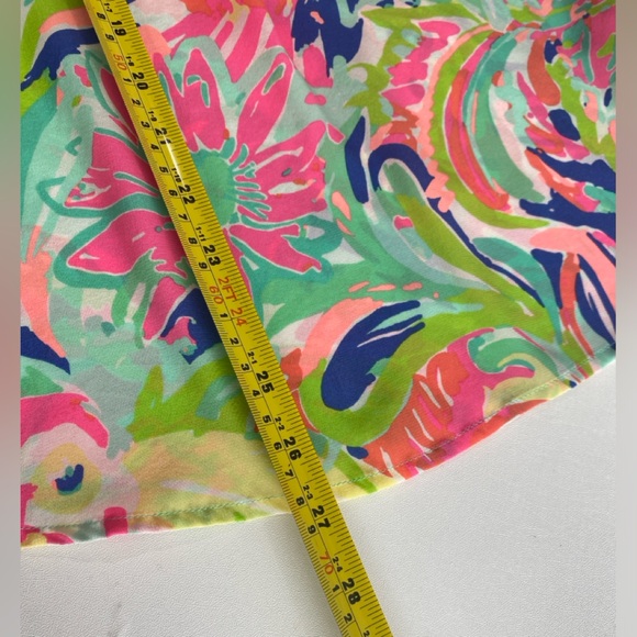 Lilly Pulitzer CASA BANANA Pink Yellow Stacey 100% Silk Blouse Top Floral Large - Picture 16 of 17